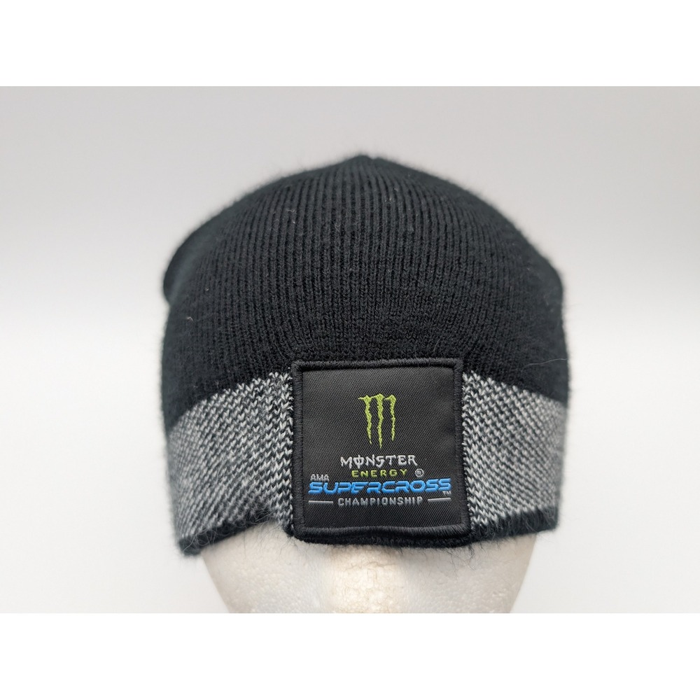 Monster Energy AMA Supercross Championship Beanie Hat Black Gray Knit SMX